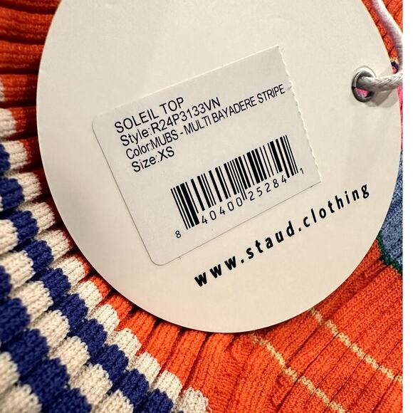 STAUD – Soleil Top – Multi Bayadère Stripe (MUBS) – Size XS - Picture 4 of 5